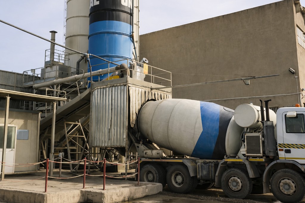 Beton santrali — transmikser yükleme ve transfer hattı